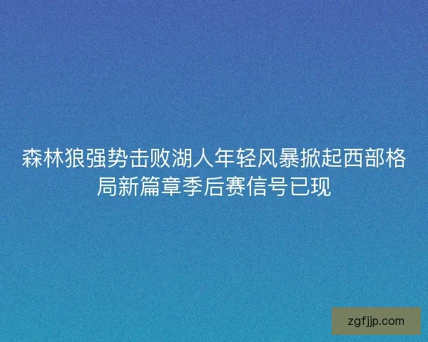 森林狼强势击败湖人年轻风暴掀起西部格局新篇章季后赛信号已现
