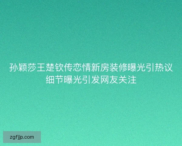 孙颖莎王楚钦传恋情新房装修曝光引热议细节曝光引发网友关注